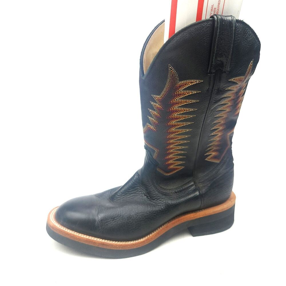 Boulet Cowboy Boots Black Leather Mens Size 10 C Western Rodeo Canada